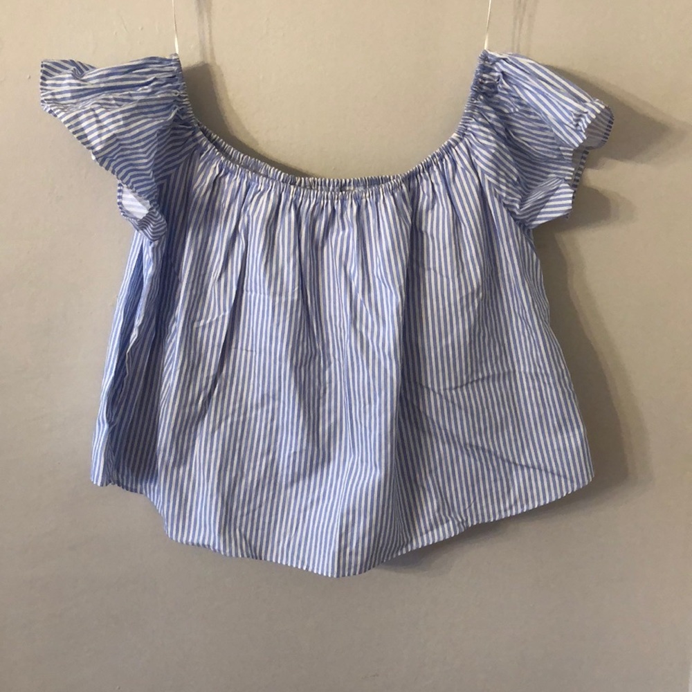 Zara Striped Off the shoulder Top Medium